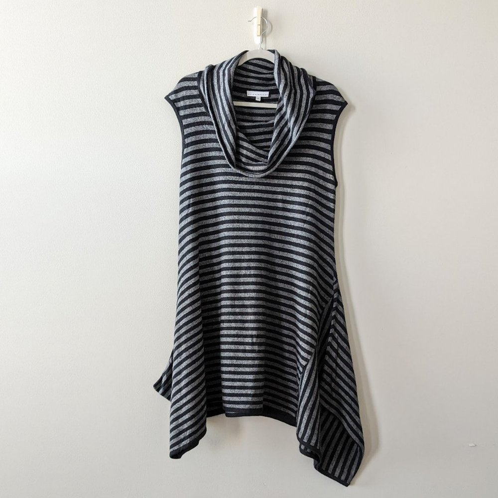 Bryn Walker Striped Cowl Neck Sweater Tunic Lagenlook